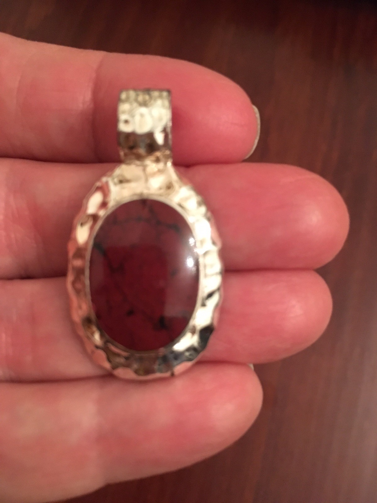 NWT Red Jasper Oval Pendant in Sterling Silver Genuine Natural Gemstone +Gif Box