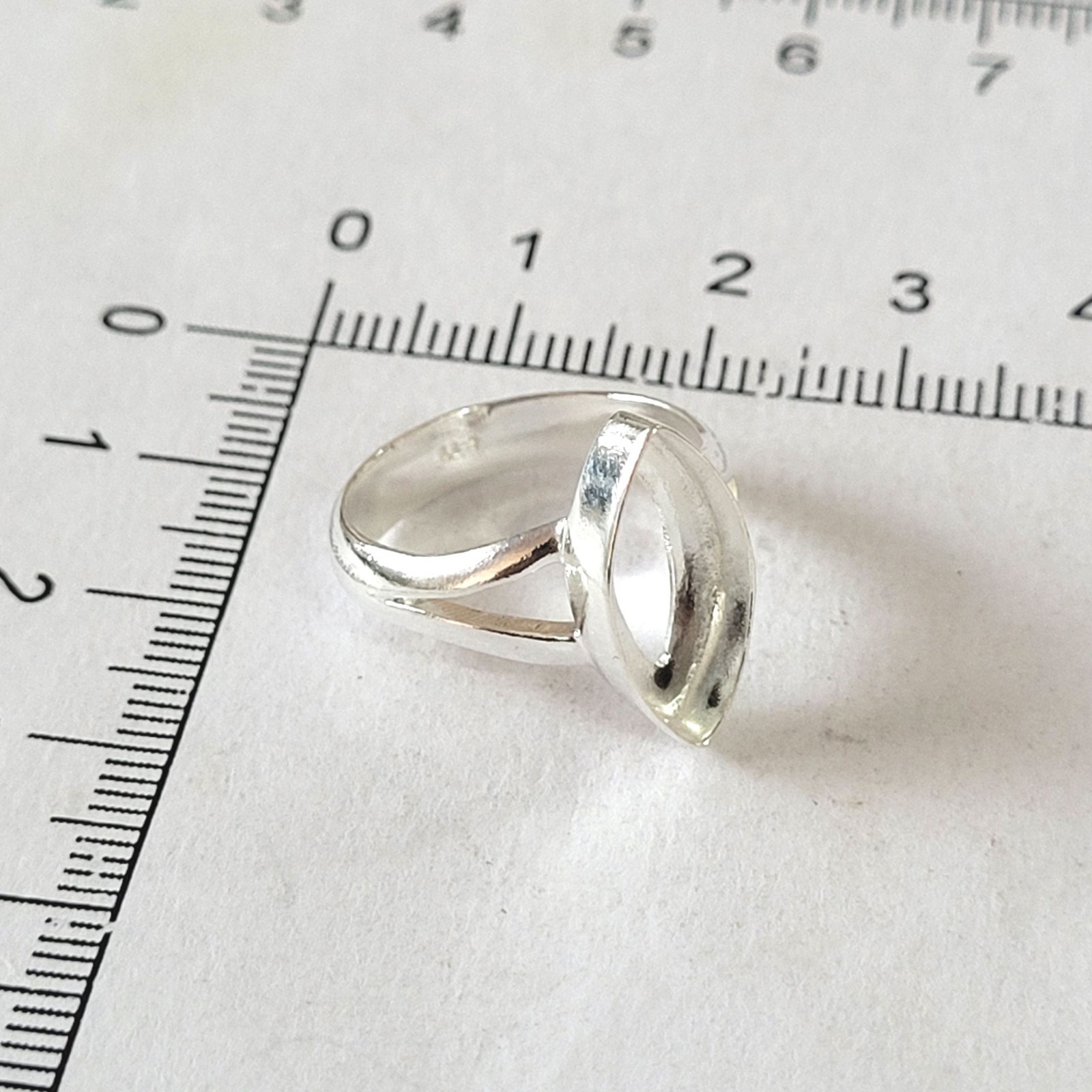 925 Silver Blank Collet Ring 7 x 14 x 3 mm DIY Bezel Marquise Oval Teardrop.