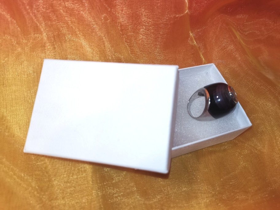 NEW Large Purple Cabochon Ring 23.7 gr. 925 Sterling Silver Size 9 – 9.5 in Box