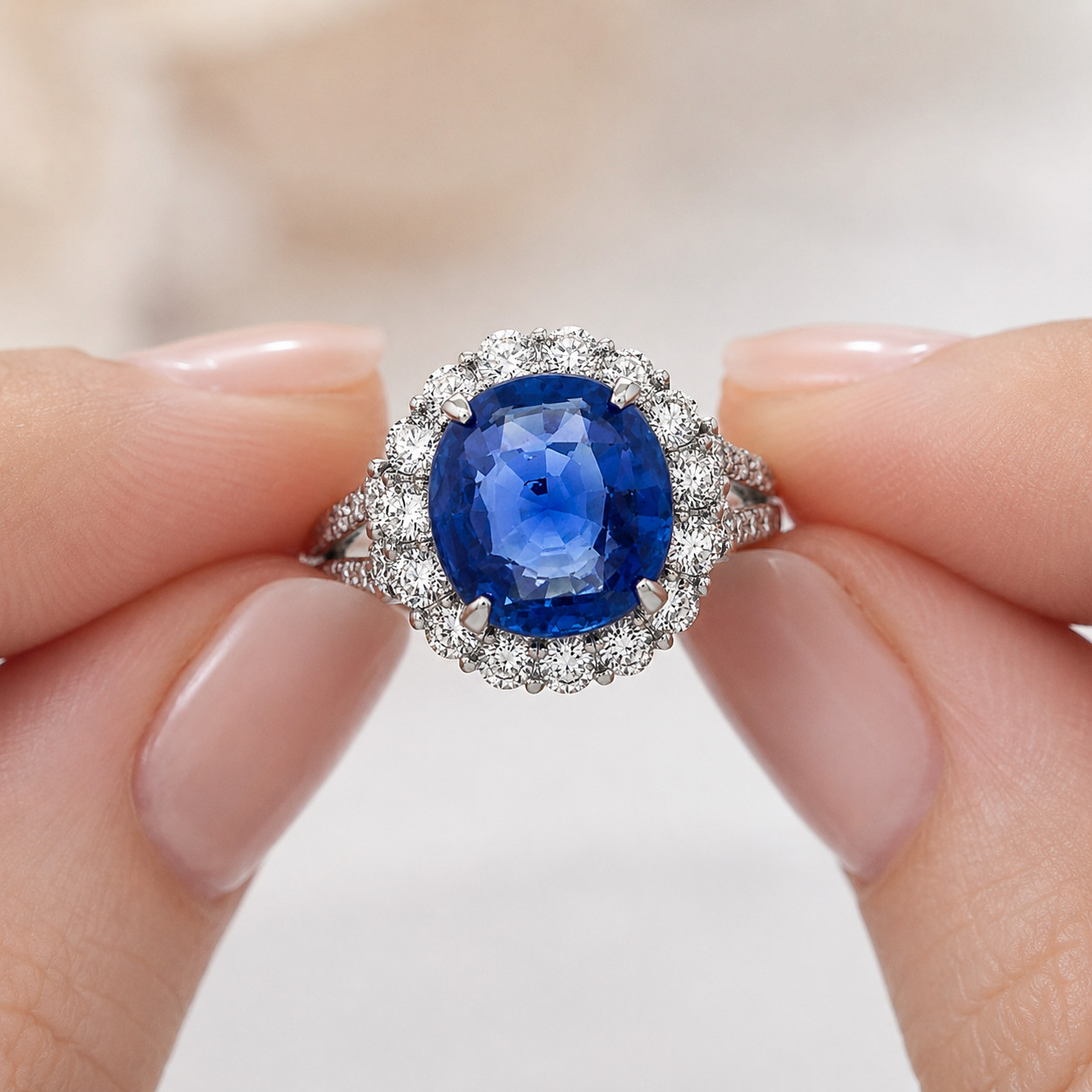 6.15ct No Heat Ceylon Sapphire Diamond Ring Platinum, GIA Certified Natural Blue