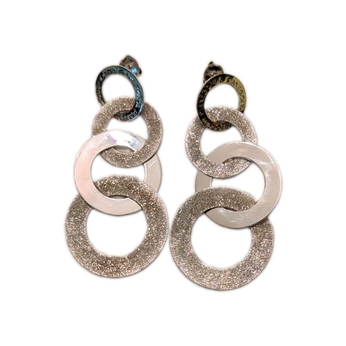 Pianegonda 925 Sterling Silver Italy Interlocked Circle Dangle Earrings
