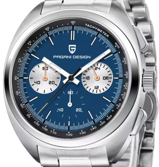 Pagani Design 1782 39mm Retro Turtle Styled Chronograph Sapphire 24hr Seiko VK63