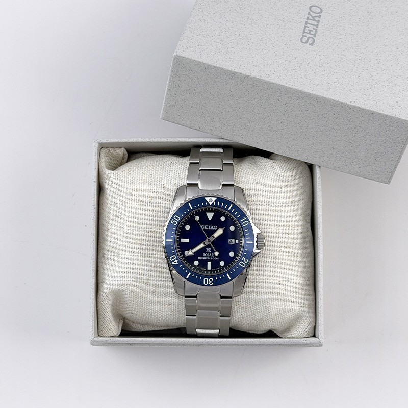 Seiko Men Prospex Sea Solar Power Blue Dial SNE585 Diver Stainless Watch 38.5mm