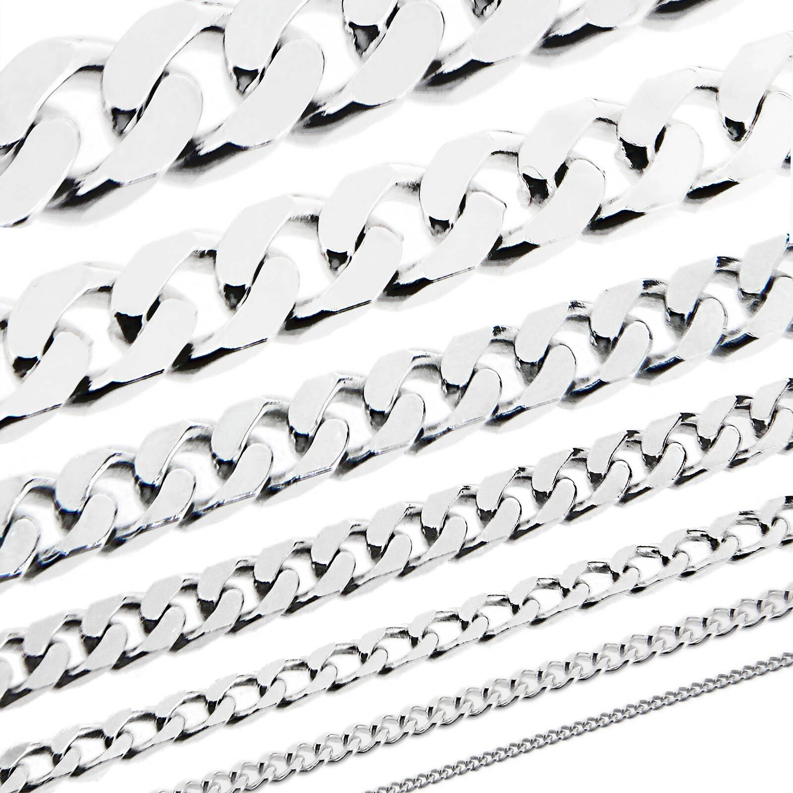 925 STERLING SILVER 16 18 20 22 24 28 30 31″ INCH FLAT CURB LINK CHAIN NECKLACE