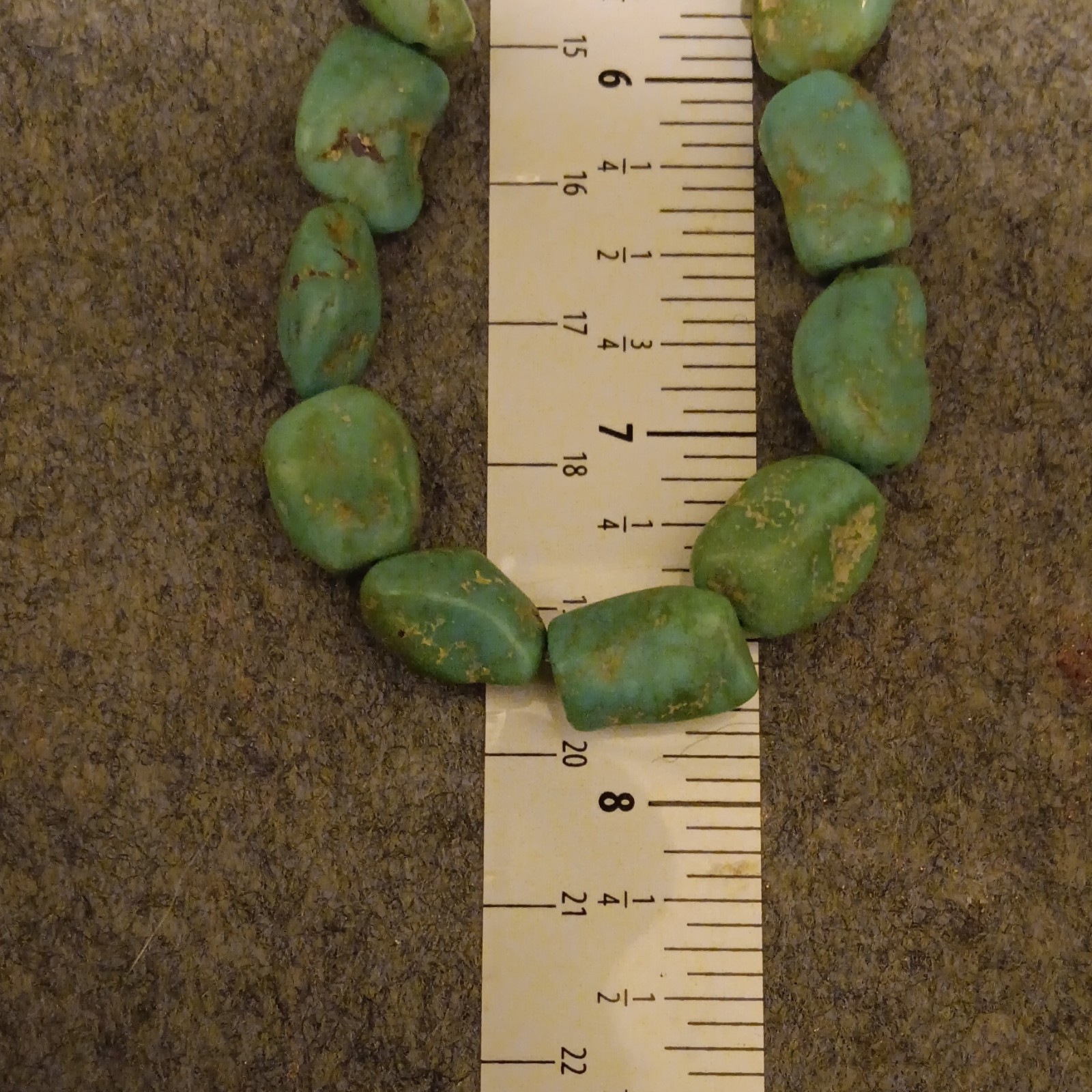 Vintage Blue Turquoise Nugget Necklace Chunky Boho Statement Toggle Clasp 31g