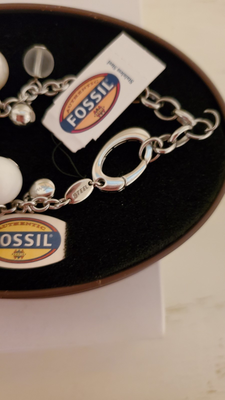 Fossil Songbird Vintage Inspired Beaded Charm Bracelet with Original Tin