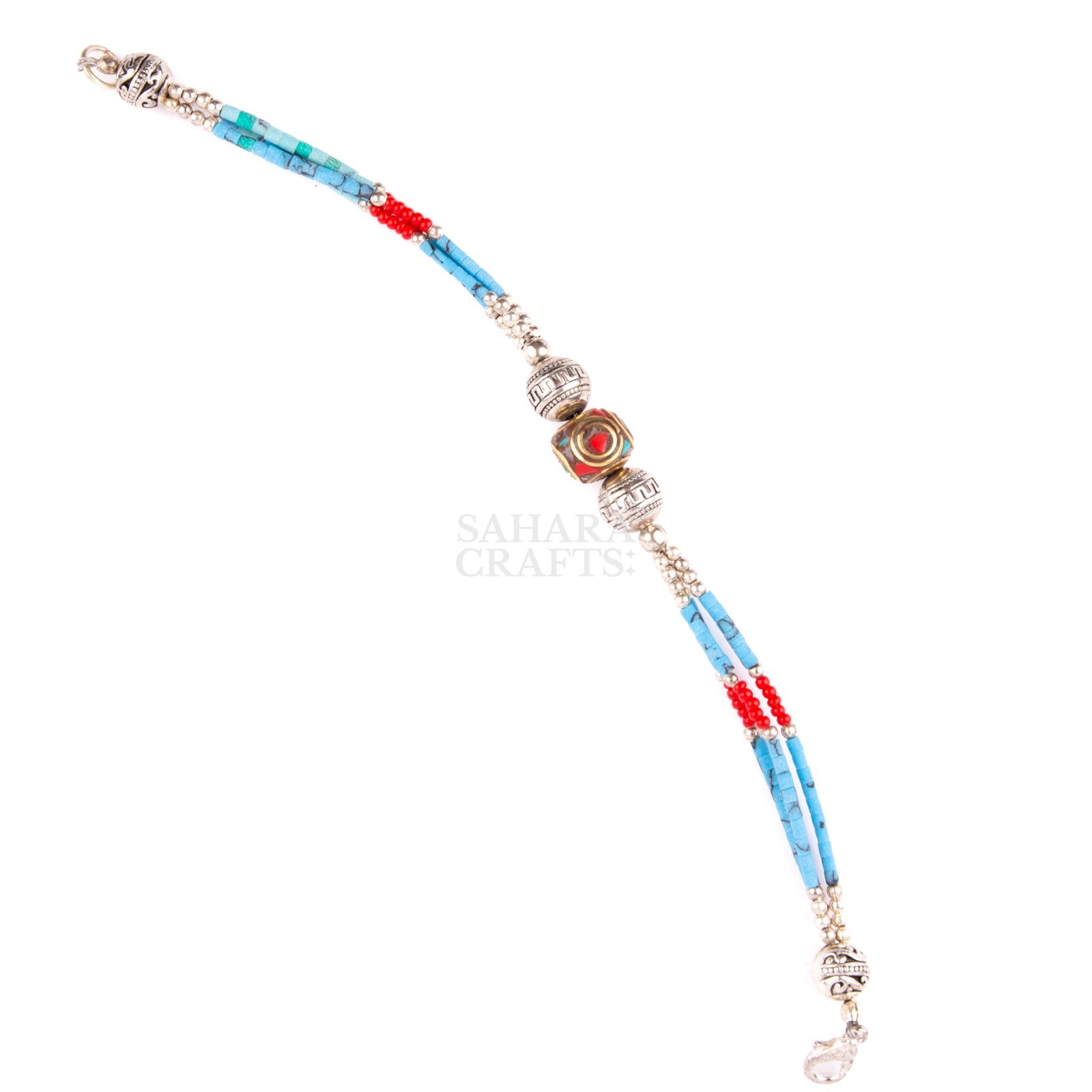 Tibetan Beaded Bracelet, Turquoise Beads, Traditional Tibetan Bead Jewelry
