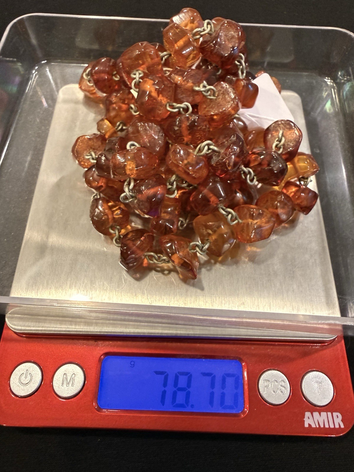 Vintage Genuine Amber Chunky Nugget Necklace Cognac Honey Beads 78g Estate
