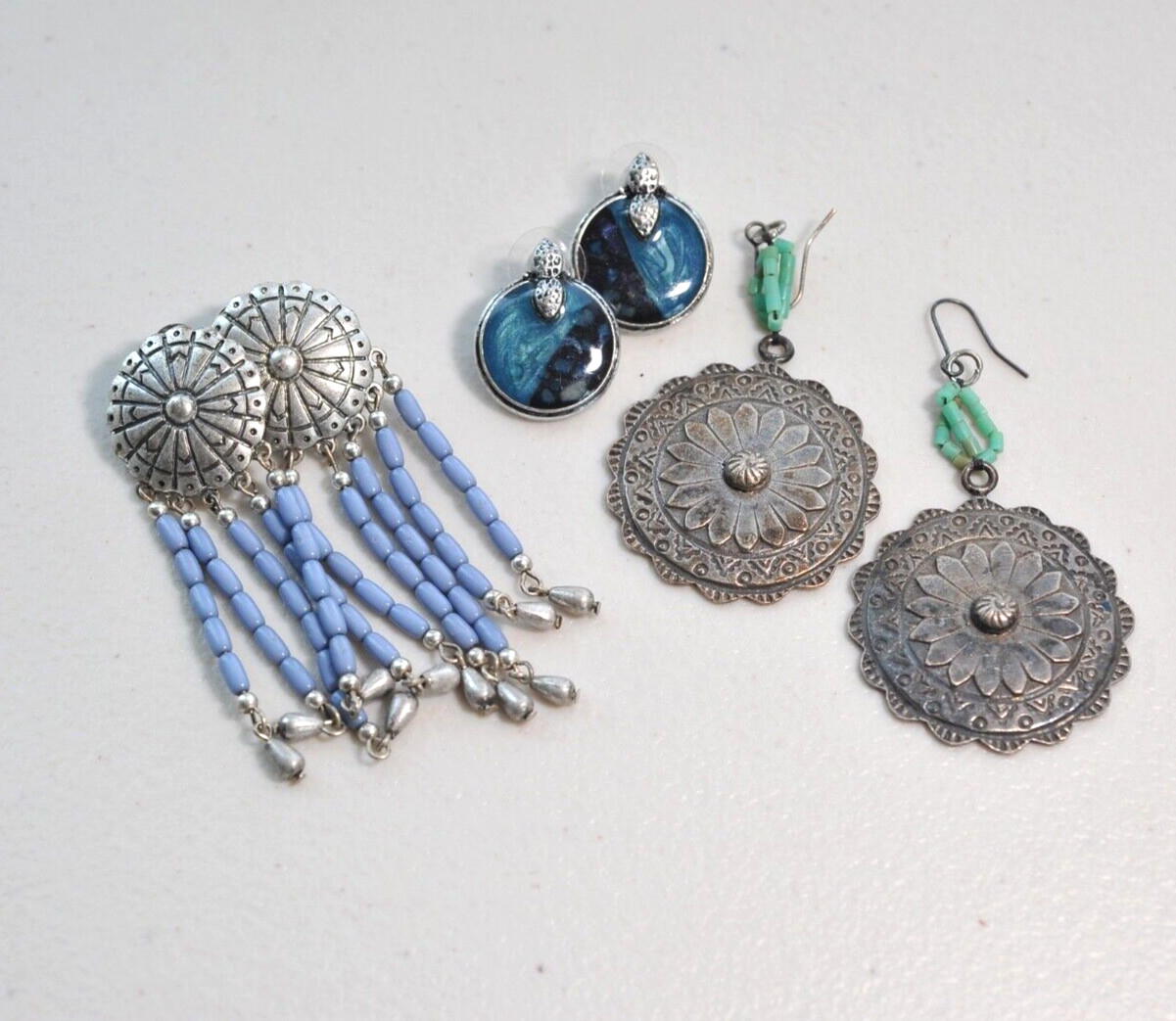 Earrings Lot SW native style blue Boho pierced signed Chico’s jewel mint AP7
