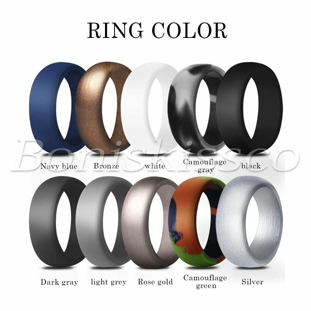 10 Colors 8.7mm Mens Silicone Wedding Ring Band Promise Engagement Sports Outfit