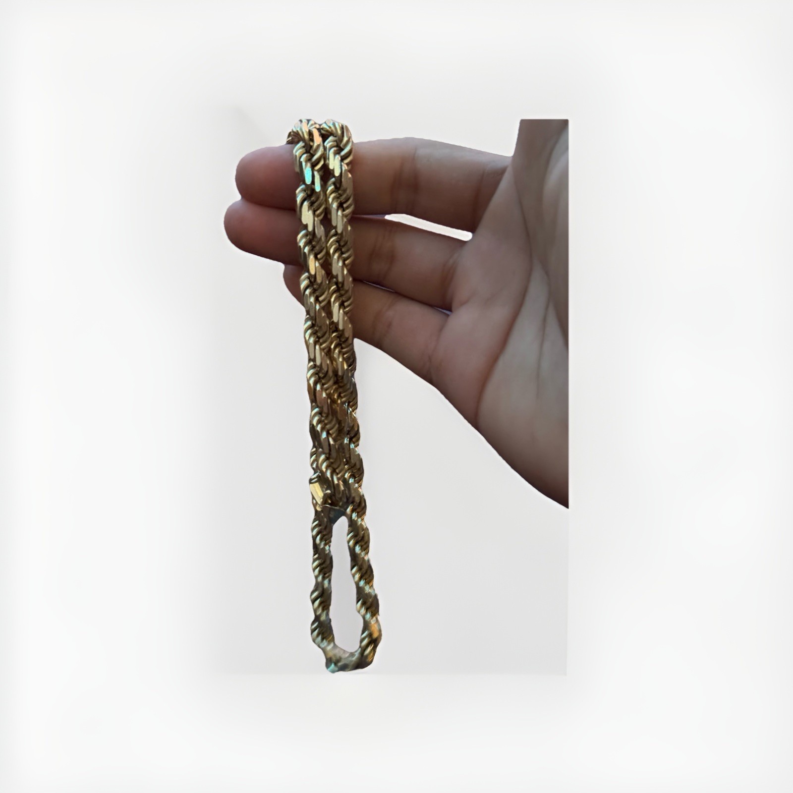 14K, 8mm Solid Vermeil Gold DC Rope Chain Necklace 24in – Lobster Clasp