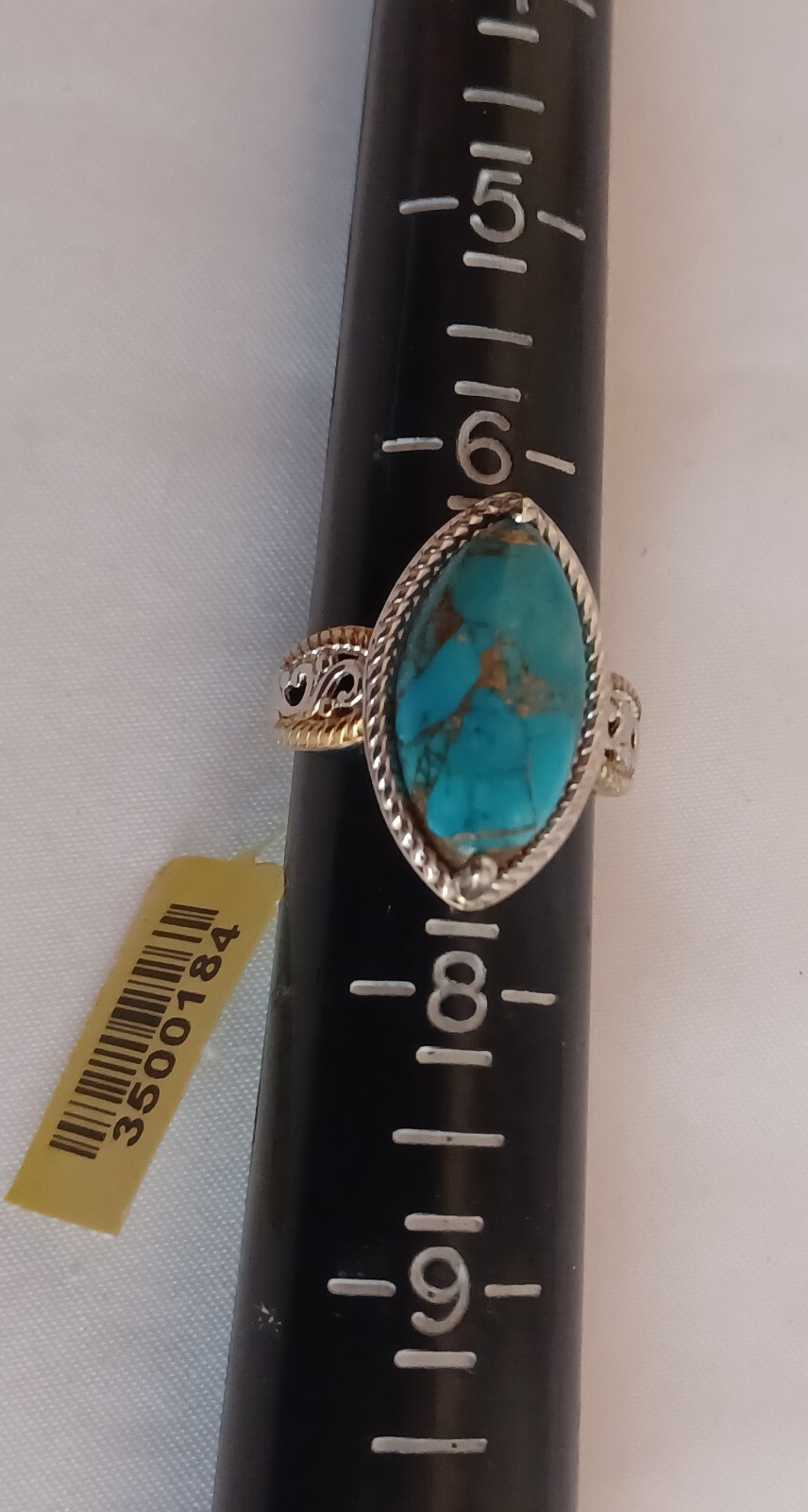 Natural Blue Copper Infused Turquoise Gemstone Women .925 Streling Size 7