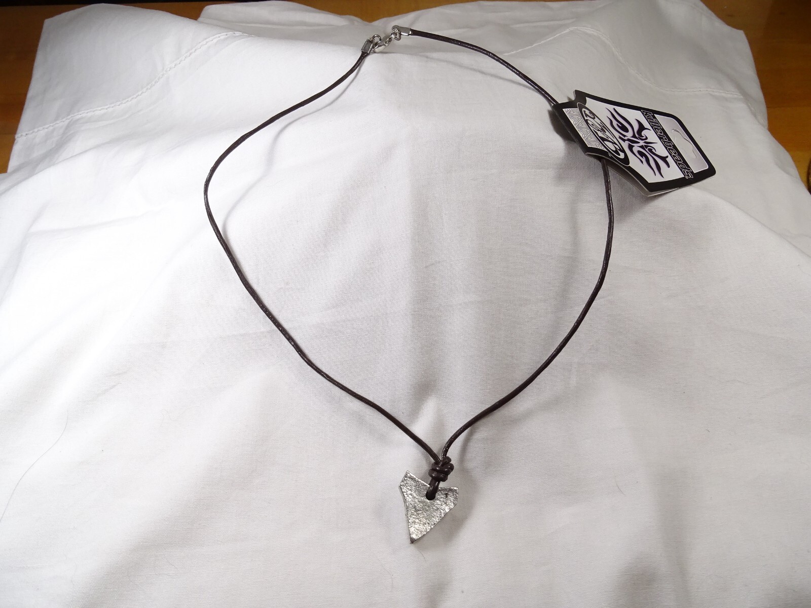 Brand New Metal Shark Tooth Leather Surfer Skater Boho Y2K Unisex 18” Necklace