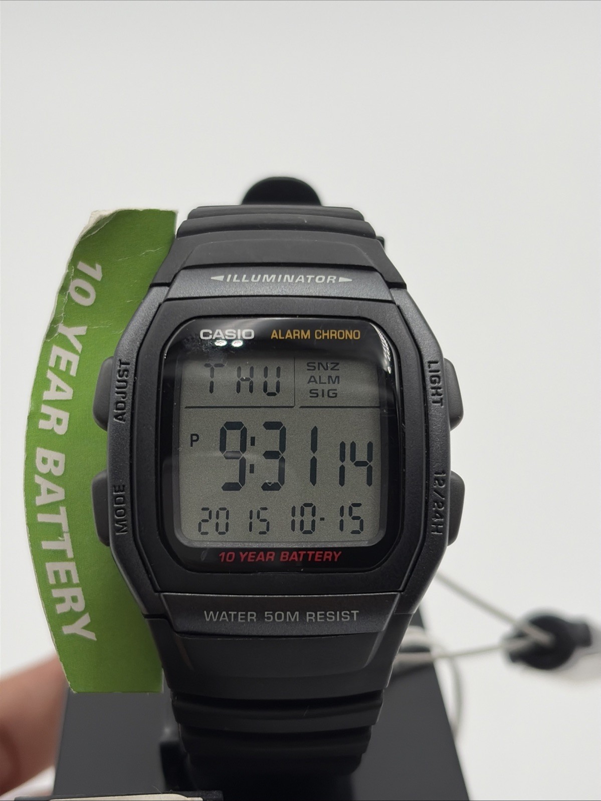 Casio Digital Watch Illuminator LED Light Afterglow 50m W96H-1BVWT Black