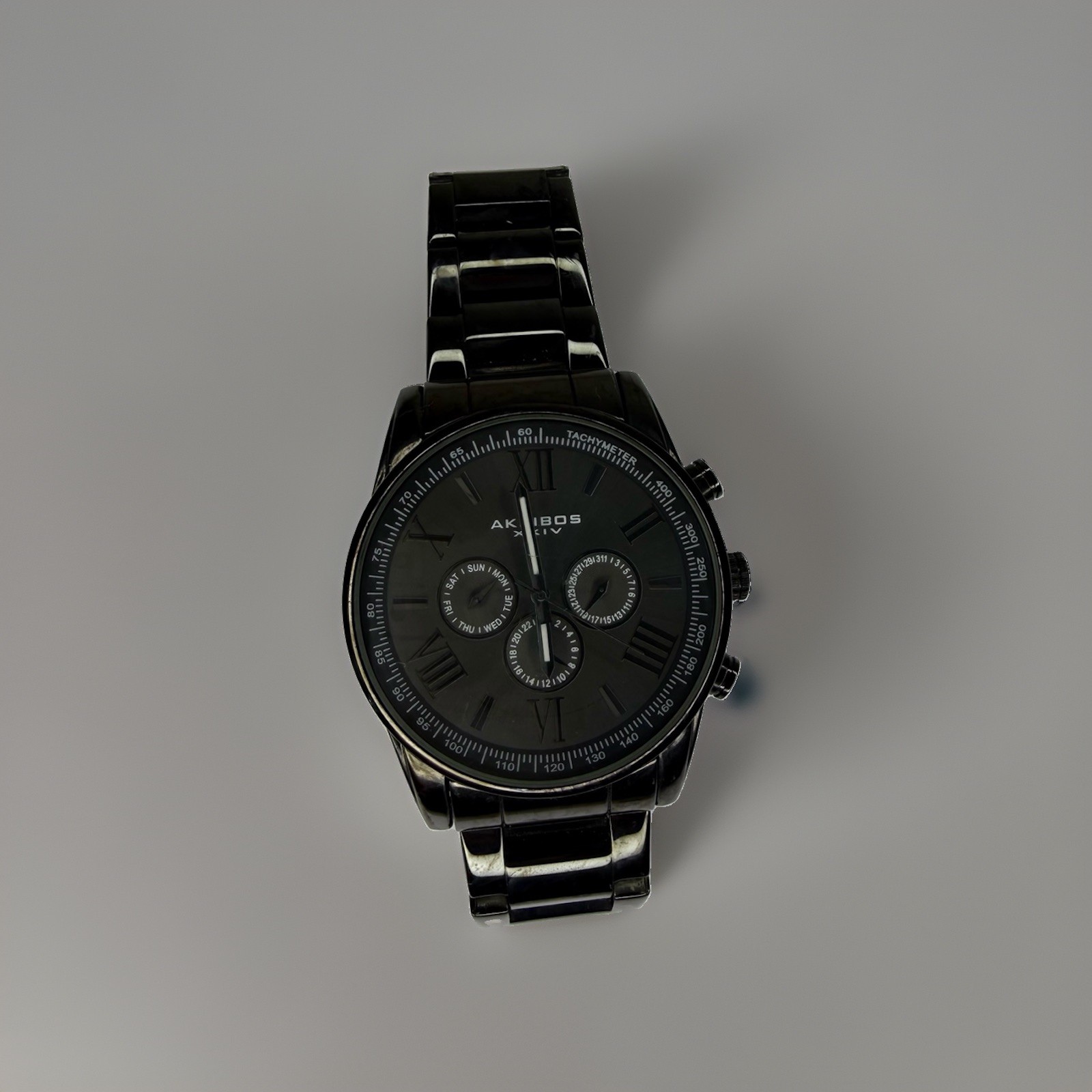 Akribos XXIV AK736BK 45 mm Black Alloy Case with Black Stainless Steel Band…