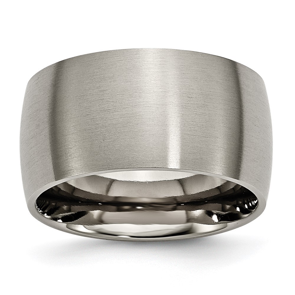 Titanium Brushed 12mm Half Round Wedding Band Ring Size 14