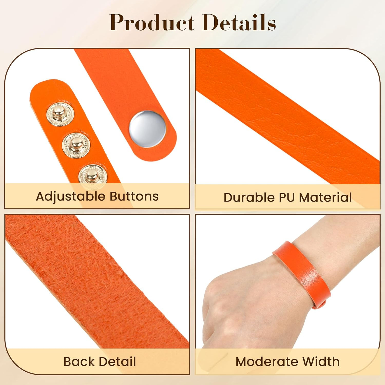 Faux Leather Snap Bracelets Blank Colorful Adjustable Plain PU Leather Wristband
