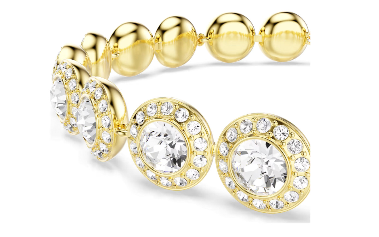 Swarovski Una Angelic Crystal Bracelet White Round Cut 18K Gold Tone Medium