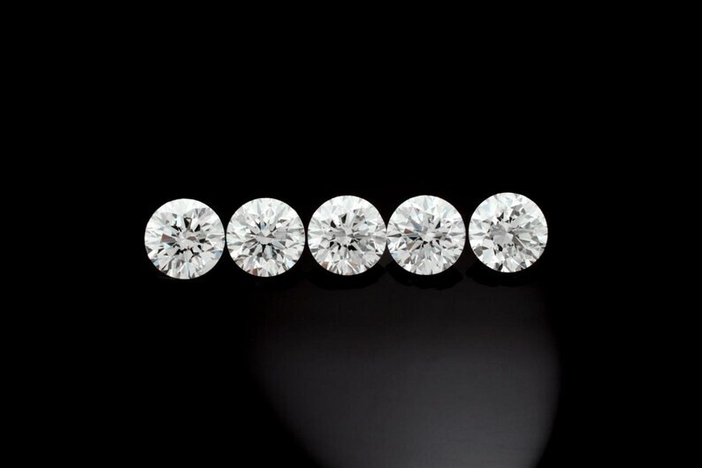 2 CT Natural White Diamond 5 mm 5 Pcs Round Cut VVS1 D Grade GDGL Certified C90
