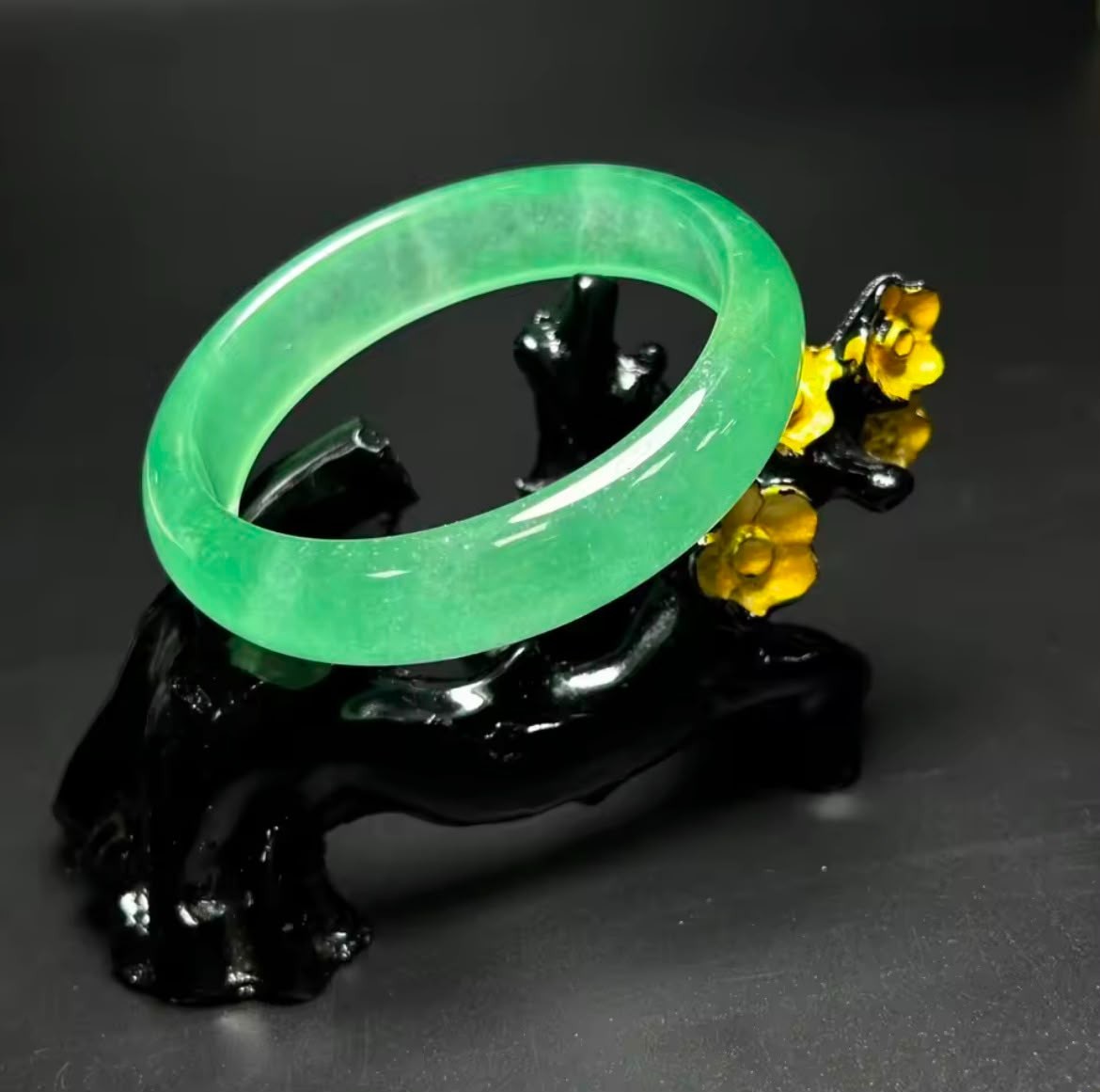 Natural Grade AAA Rare Icy Green Burmese Jadeite Jade Bangle Bracelet 54-64mm