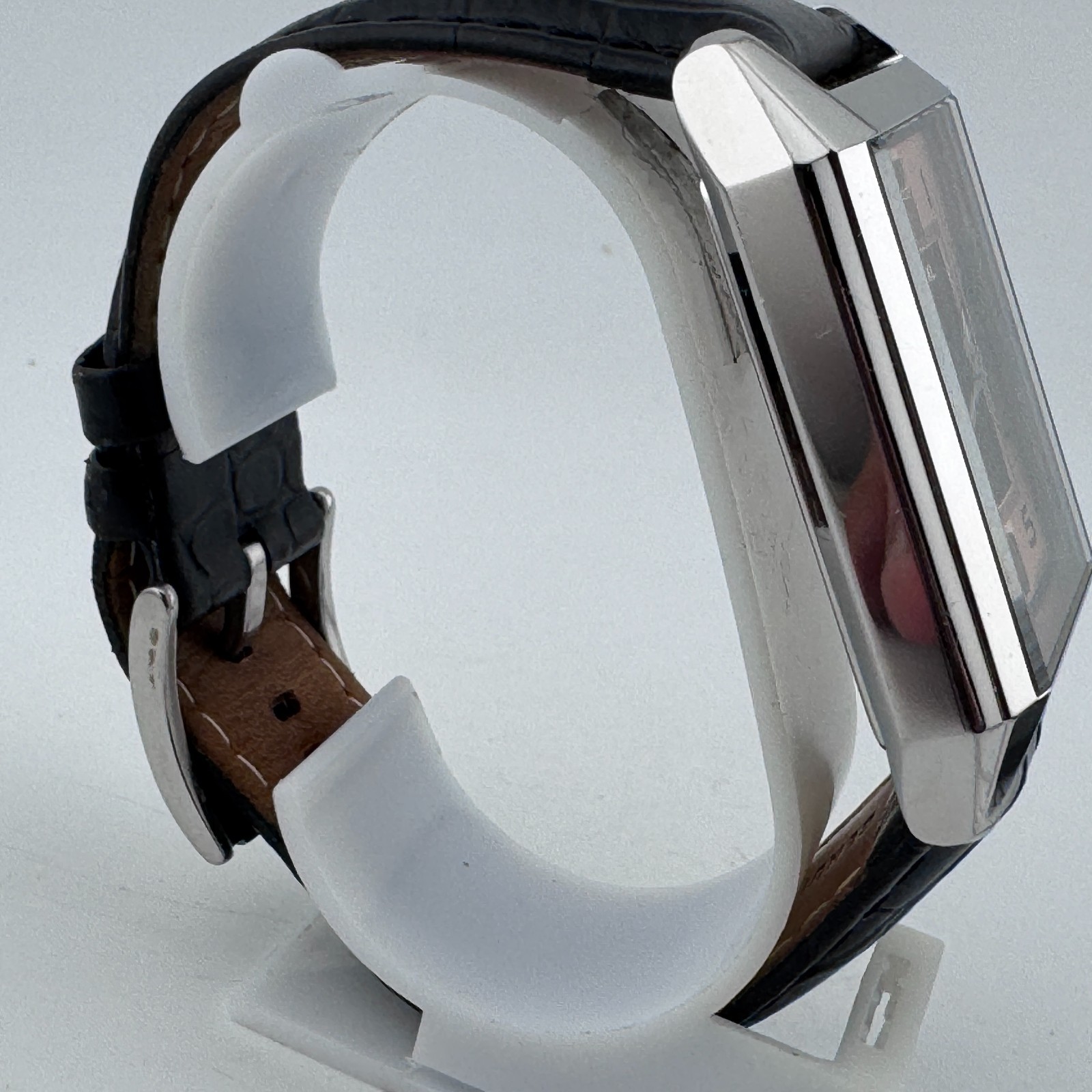 Fossil Quartz Watch FS-4407 Men 50m Silver Steel Leather Rectangle New Battery