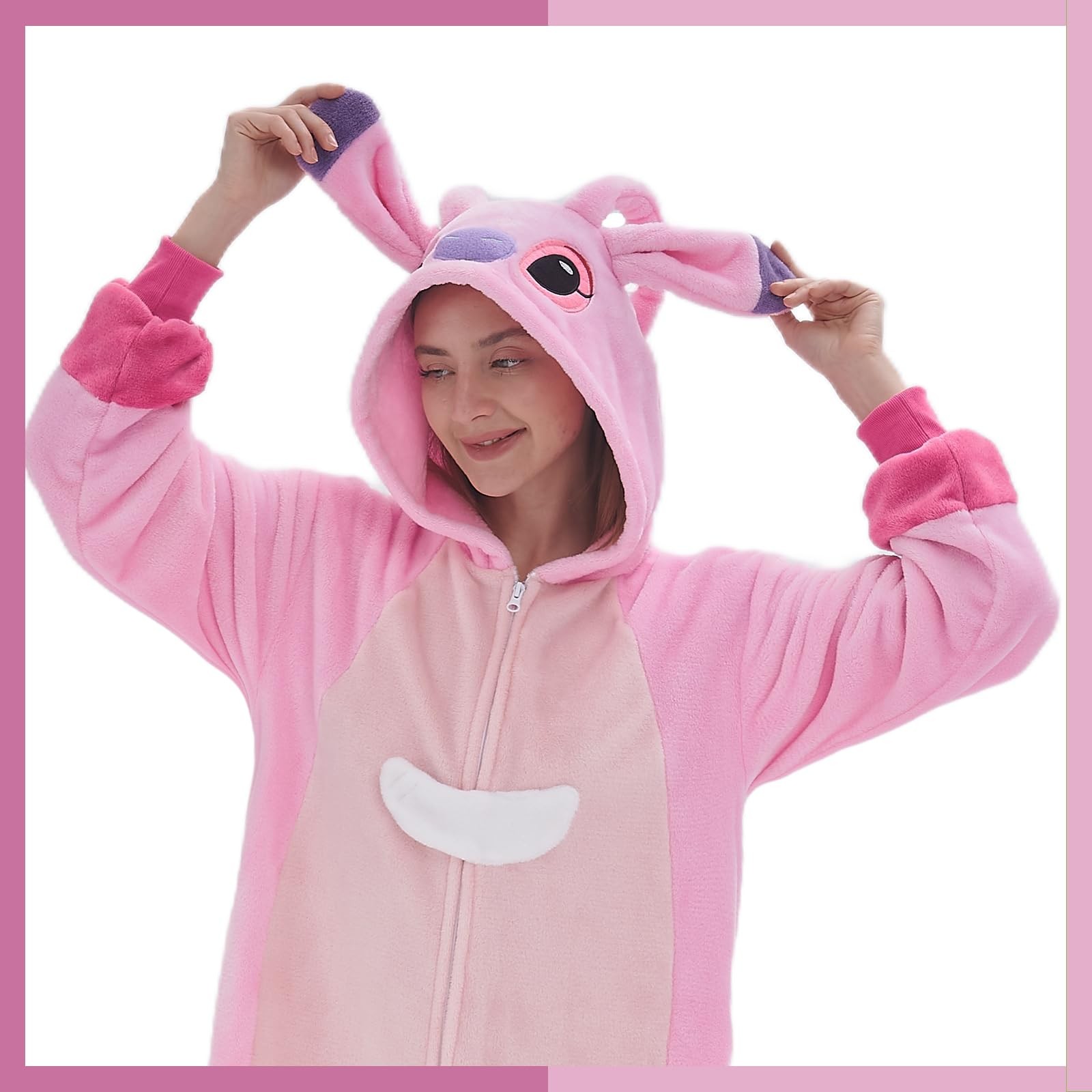 GONAAP Pink Animal Bodysuit Pajama XXL Unisex Adult Pajamas Costume Cosplay