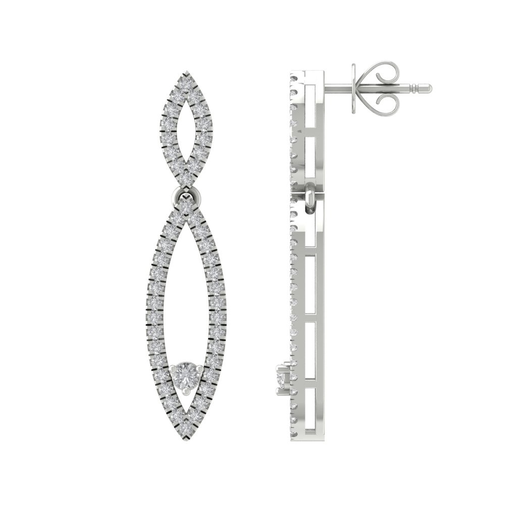 Sterling Silver 0.5Ct Lab Grown Diamond Fashion Drop & Dangle Earrings For Women