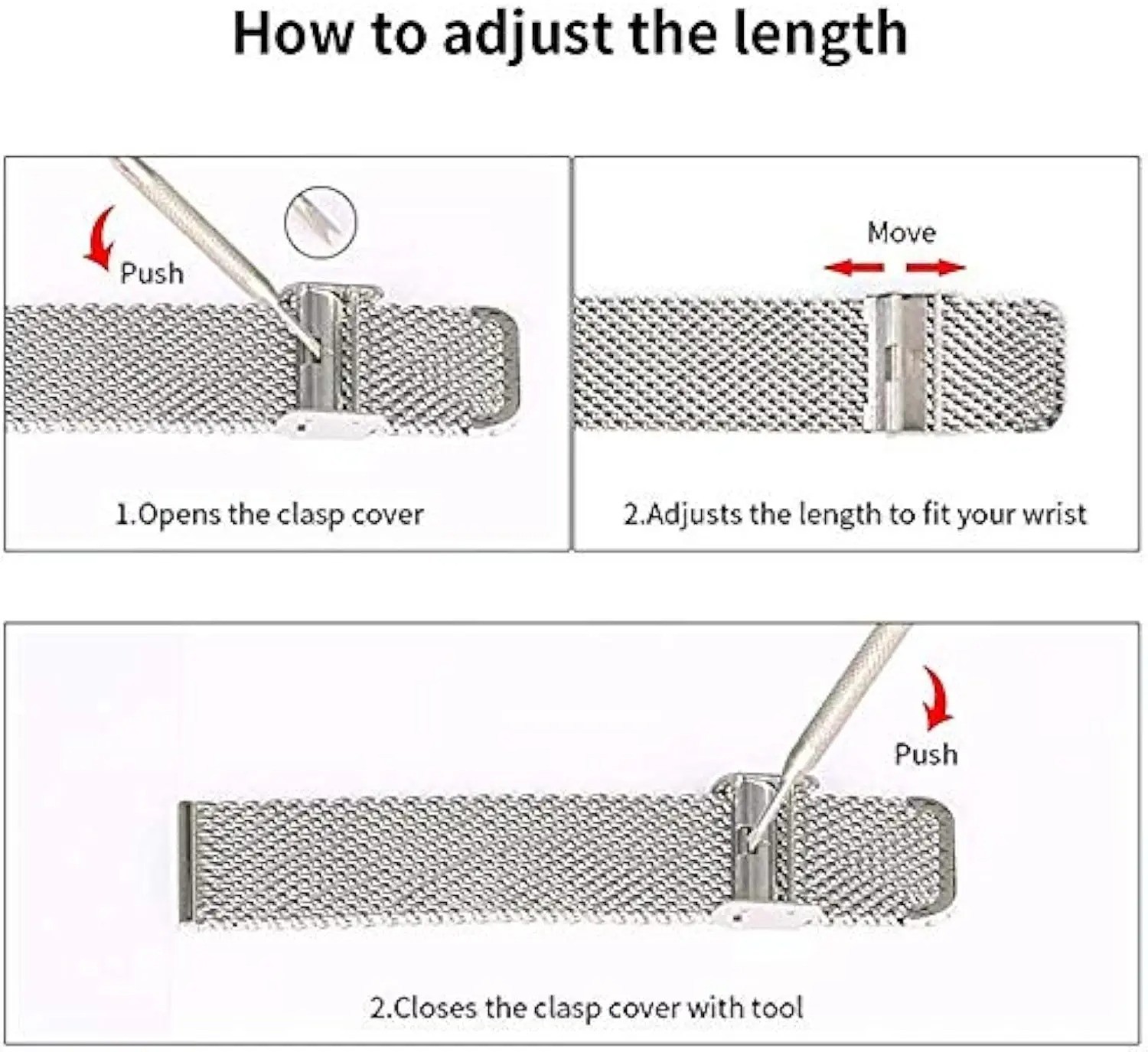 12–24mm Stainless Steel Mesh Metal Watch Strap Band Unisex
