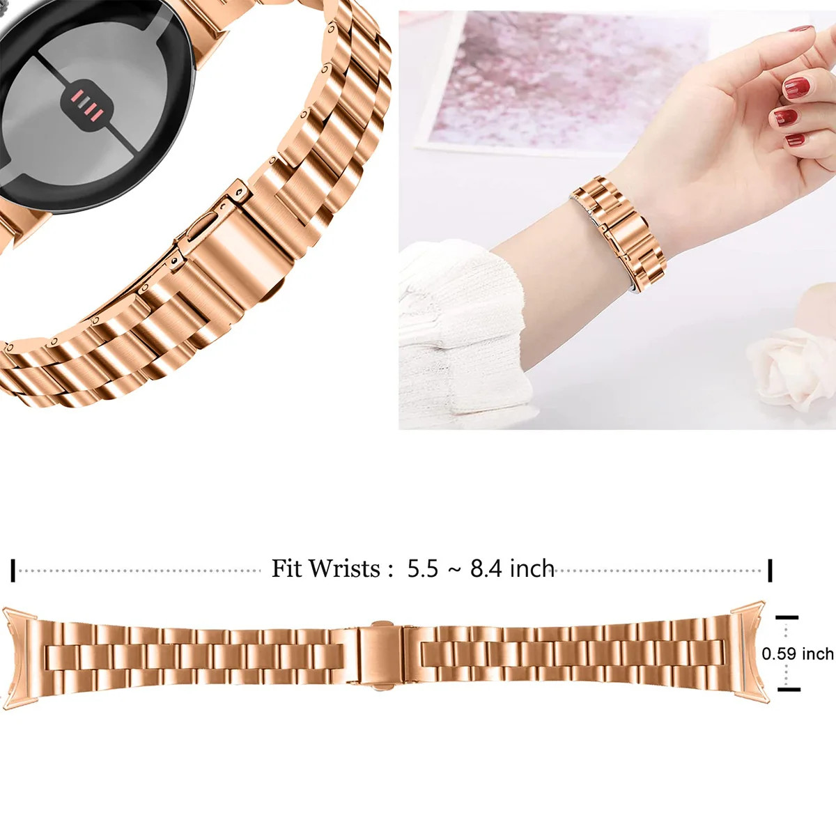 Slim Solid Steel Watch Band for Google Pixel Watch 4 3 2 41 45mm Strap Bracelet