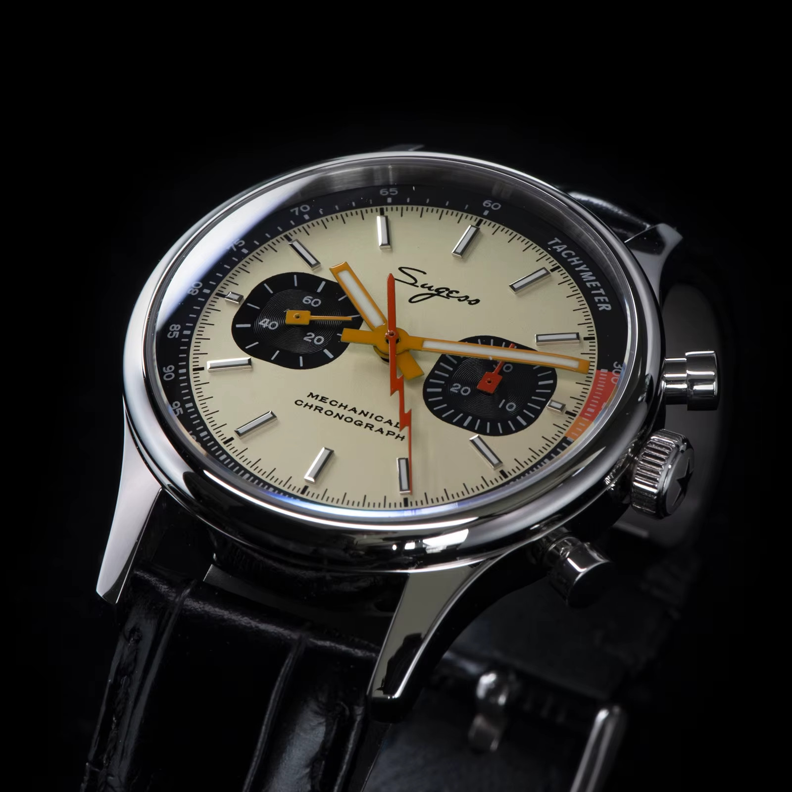 Sugess Men’s 40mm Chronograph Wristwatch 1963 Pilot V2 Watch ST1901 Swan Neck
