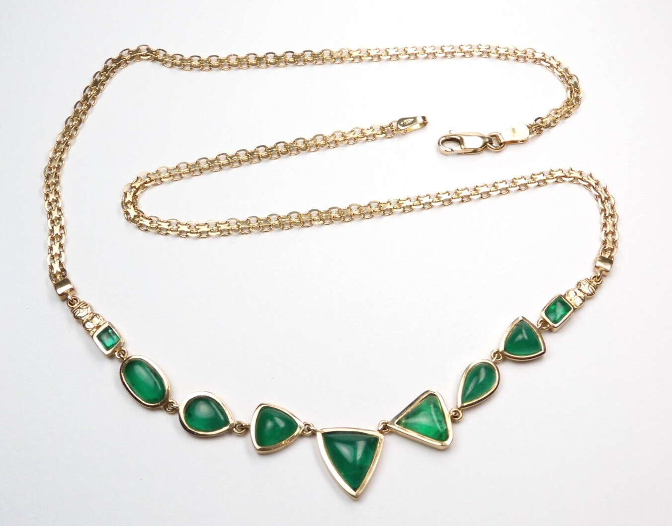 Colombian Emeralds Necklace 6.50 Cts 18K Yellow Gold Pre-Colombian Style Fine