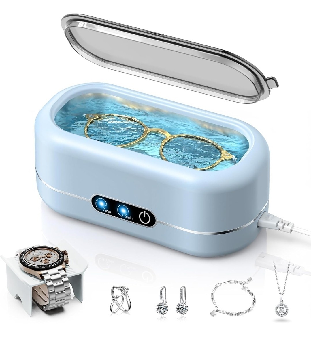 Ultrasonic Jewelry Cleaner 48KHz for Jewelry, Eyeglasses, Rings, Watch Strap