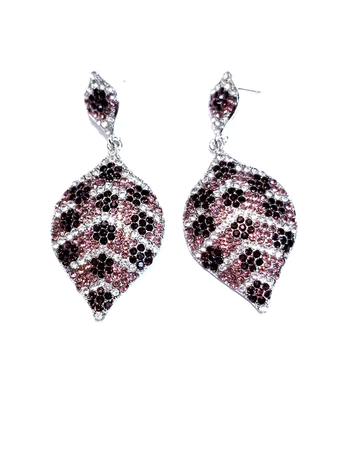 Chandelier Rhinestone Crystal Pageant Bridal Earrings Purple Drop Dangle 2.8 In