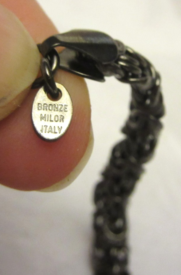 VTG BRONZE MILOR ITALY TONED Silvertone CHAIN NECKLACE & BRACELET Set Signed