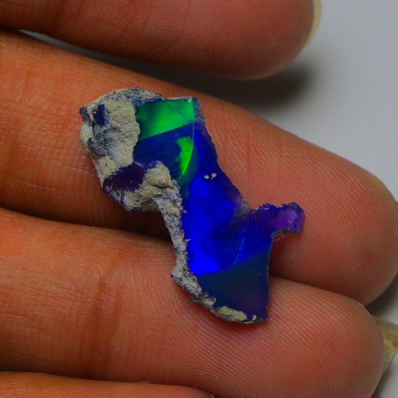 Blue Ethiopian Opal Rough 6.45 cts Smoked Black Opal Raw, Fire Opal