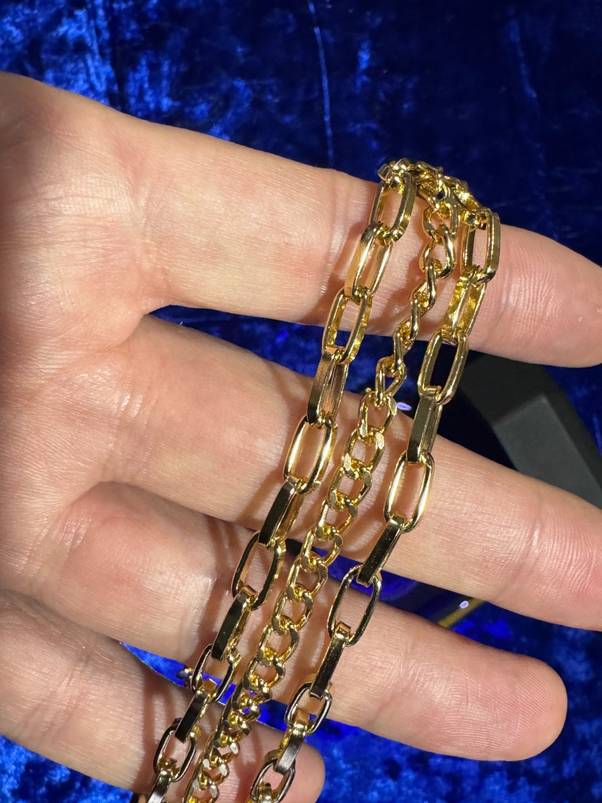 Cross Cable & Paperclip Chain Tennis Bracelet 8″ + 2″ Adj Gold Color Plated