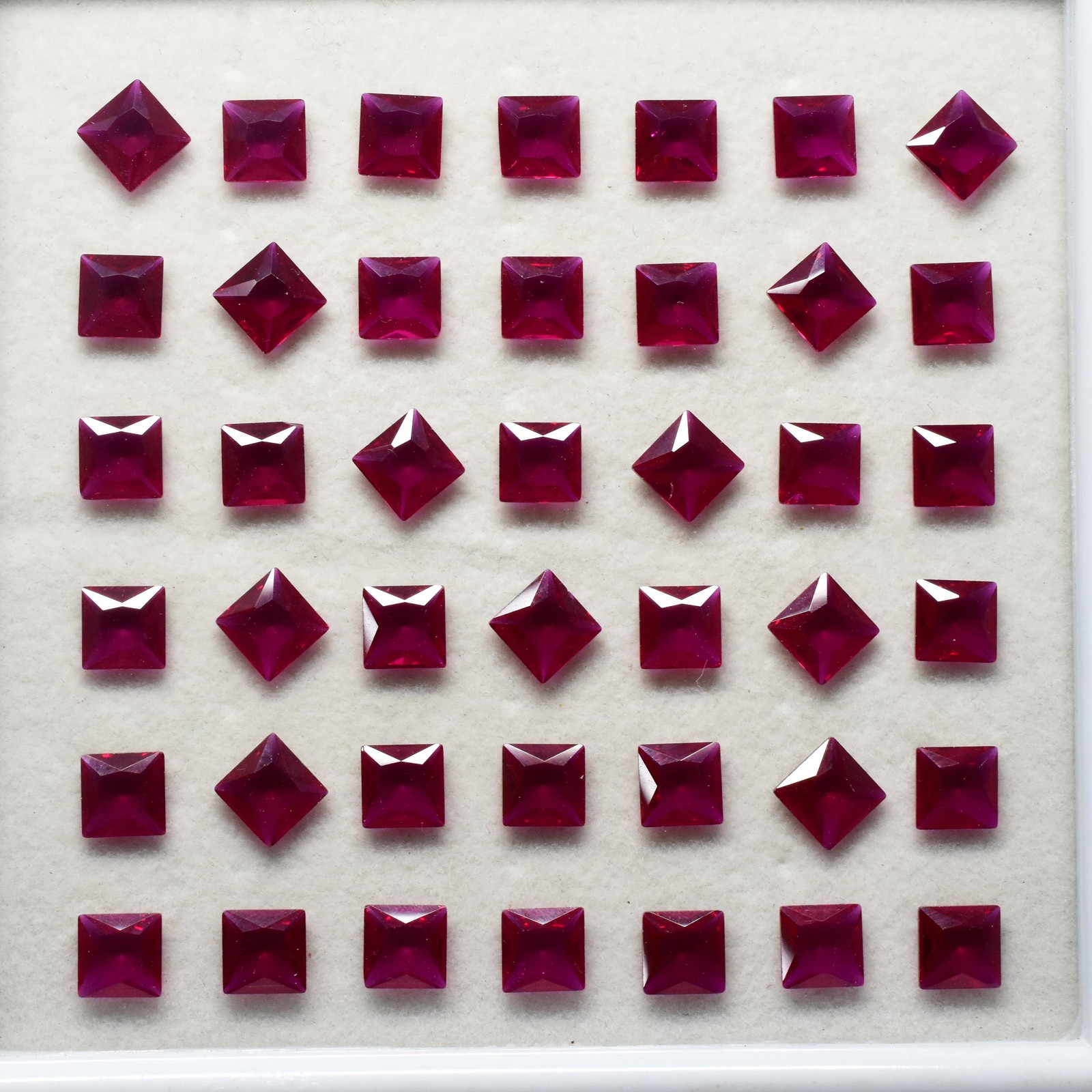 Fiery Red Ruby Loose Gemstone Natural and Untreated CERTIFIED 50 Pcs Square Cut