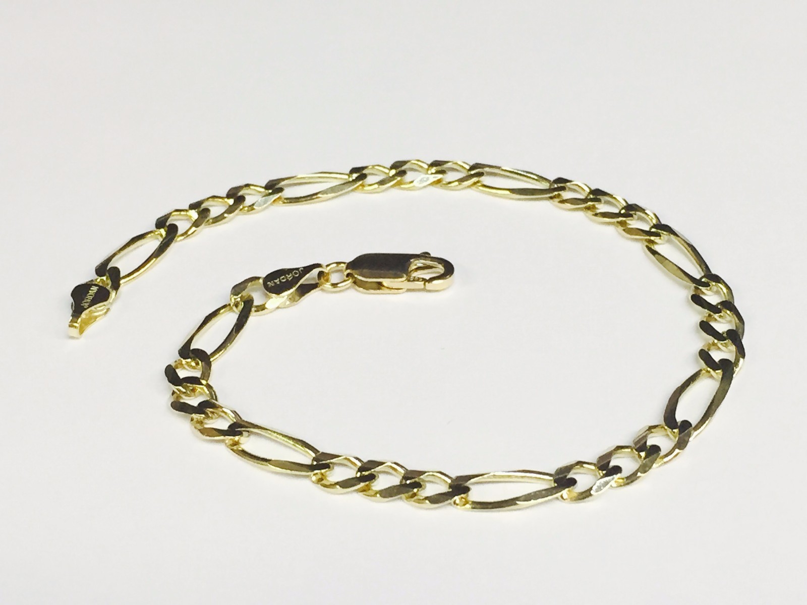 14k Yellow Gold 7″ Solid Figaro Curb Link Chain/Bracelet 3.8mm 3.5 grams