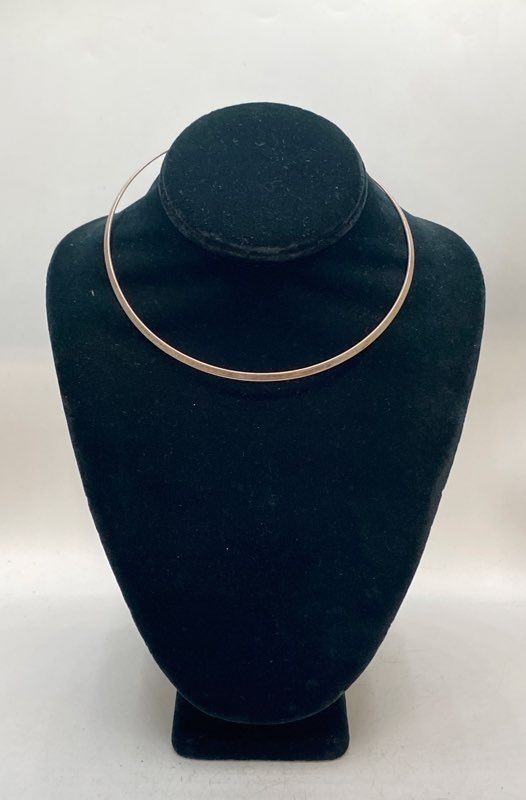 950 Silver Torque Collar Necklace Minimalist Choker Tested 925 14 3/8″