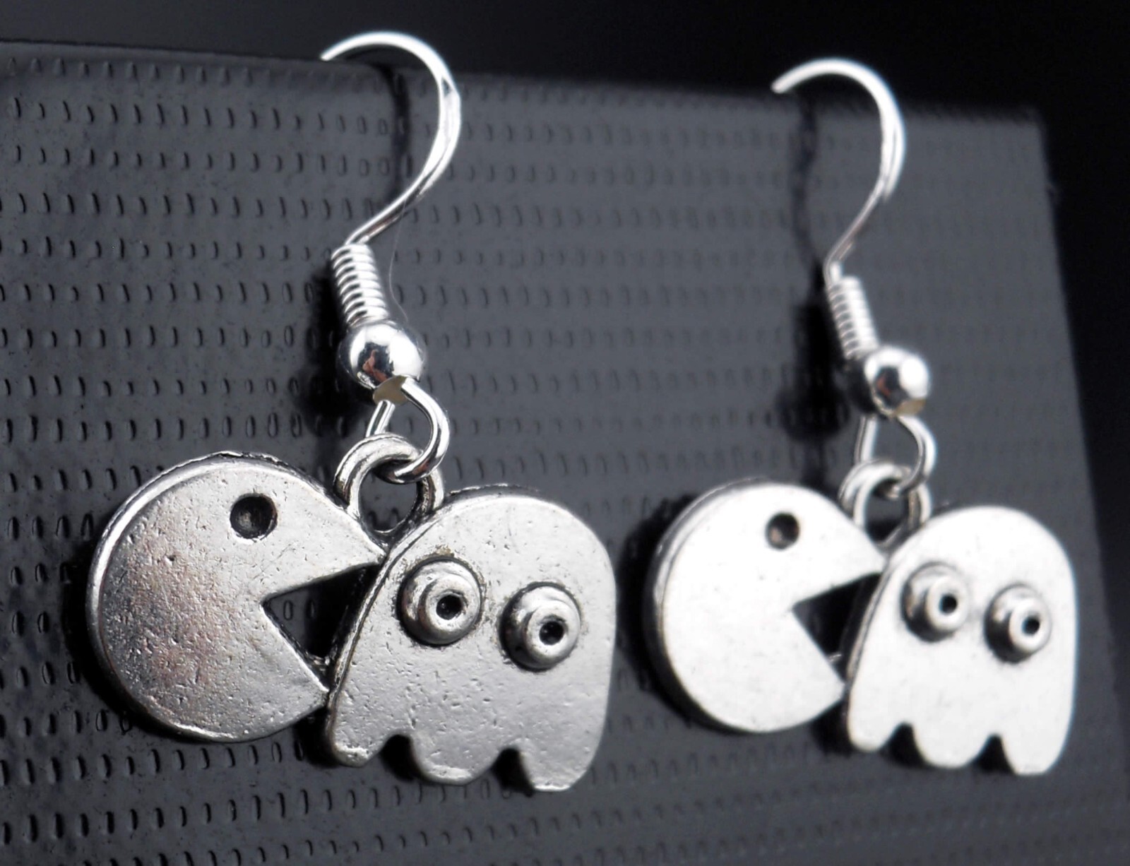 Pac-Man Earrings Sterling Silver Ear Wires Ghost Arcade Game 80’s PacMan Gamer