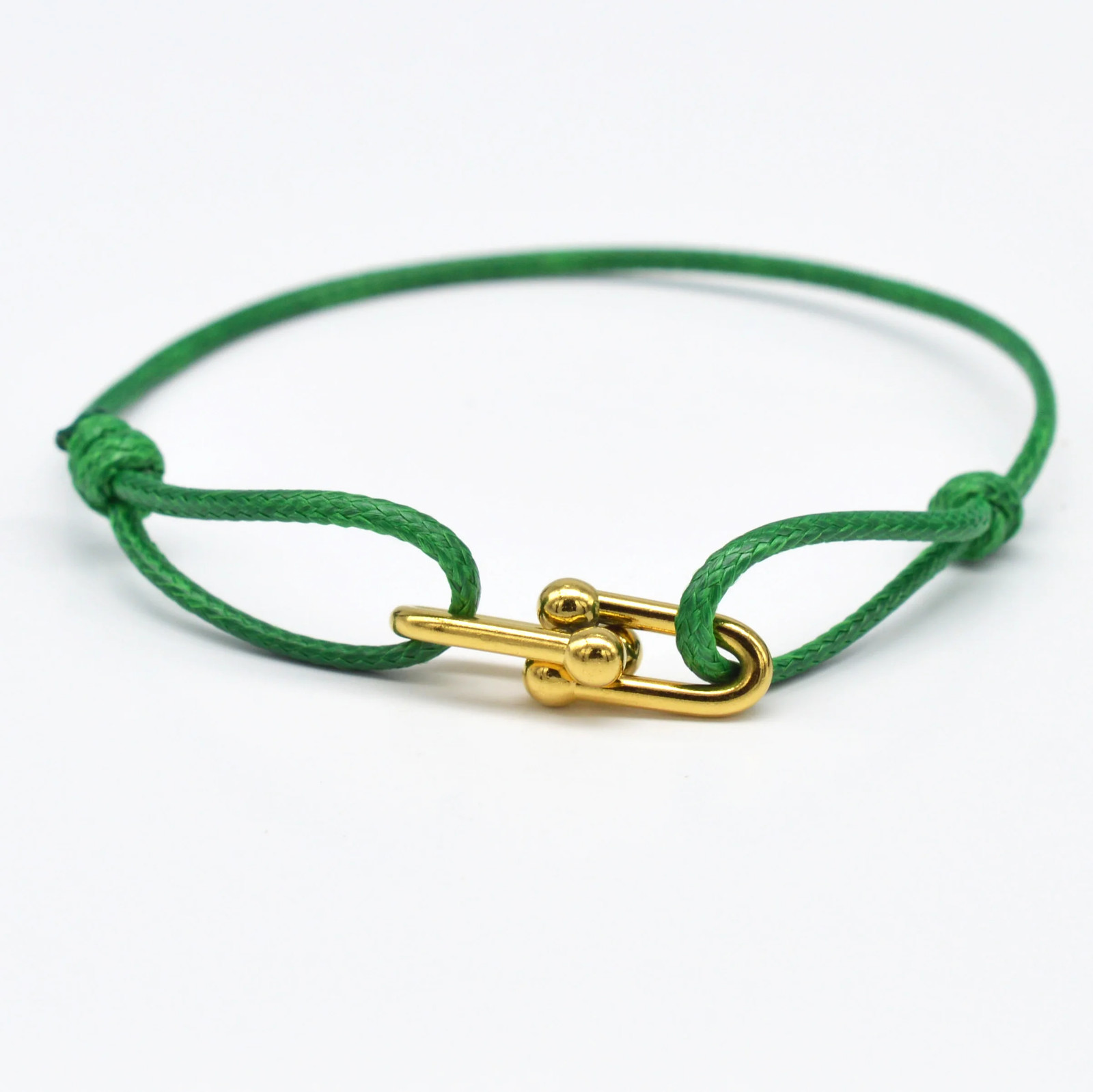 Bamboo Horseshoe Buckle Bracelet Braided Ribbon Adjustable Rope Jewelry