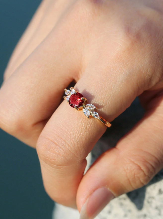 Women Fashion Round Cubic Zirconia Ring Wedding Engagement Jewelry Gift For Her