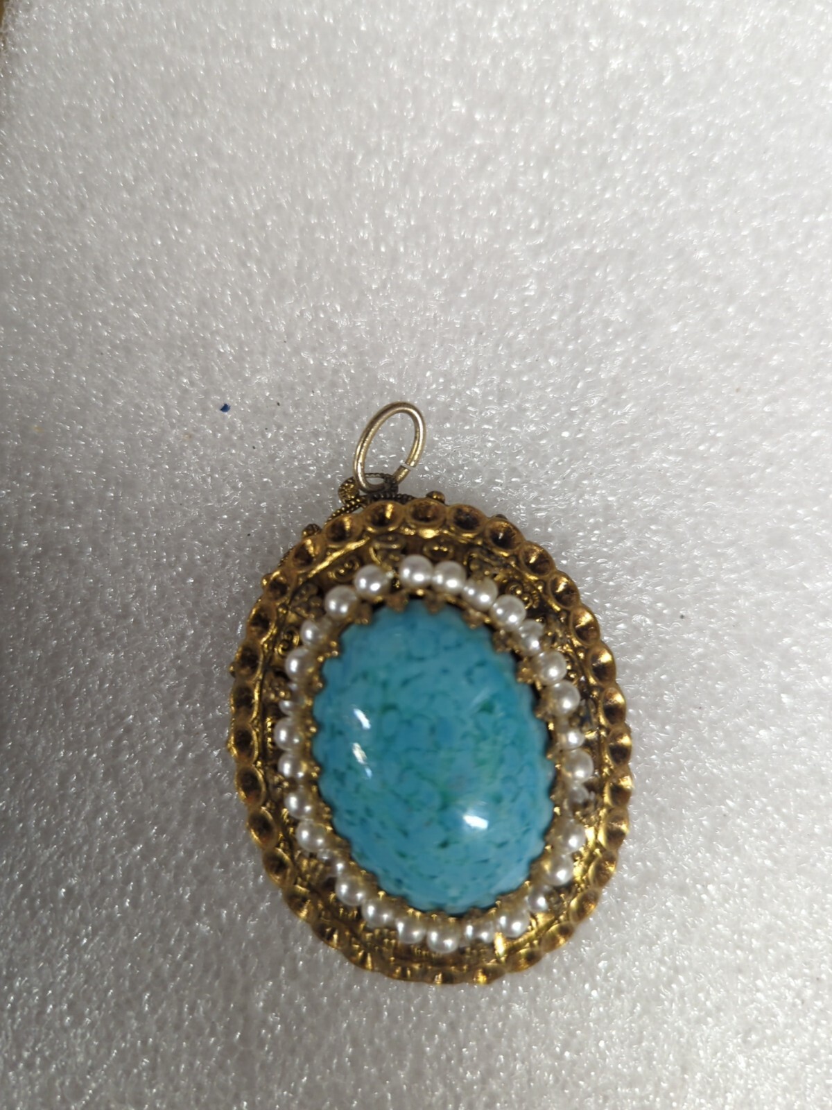Statement Pendant Light Blue Turquoise Colored Stone(Unknown Stone)