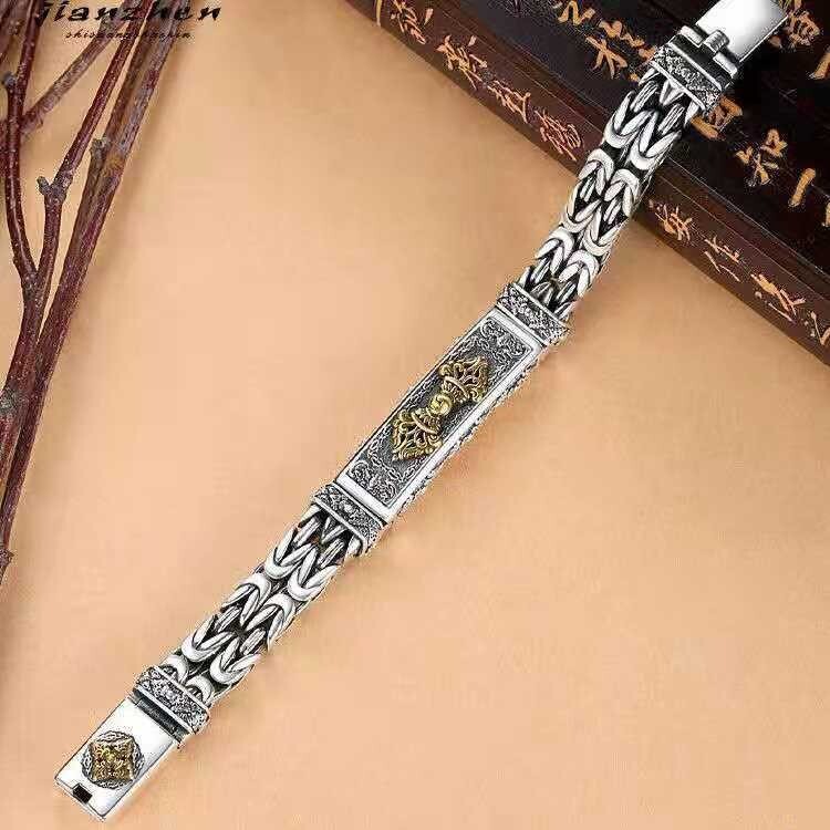20cm 925 Silver Sterling Bangle Bracelet Chain Vintage Men’s Jewelry Gift NEW