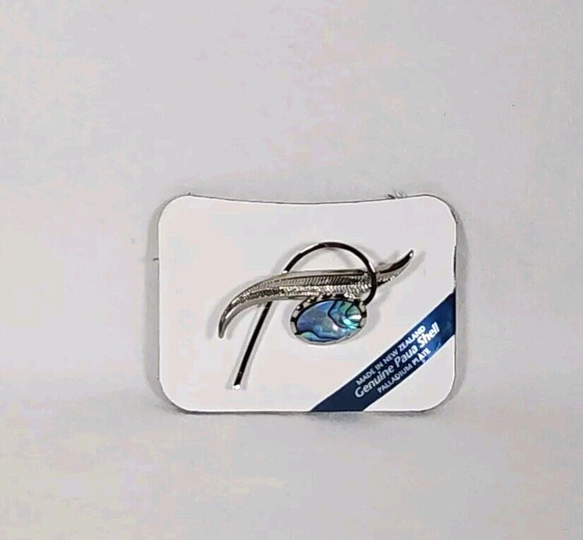 Ariki Abstract Pana Shell Brooch Silver Palladium Plated Pin