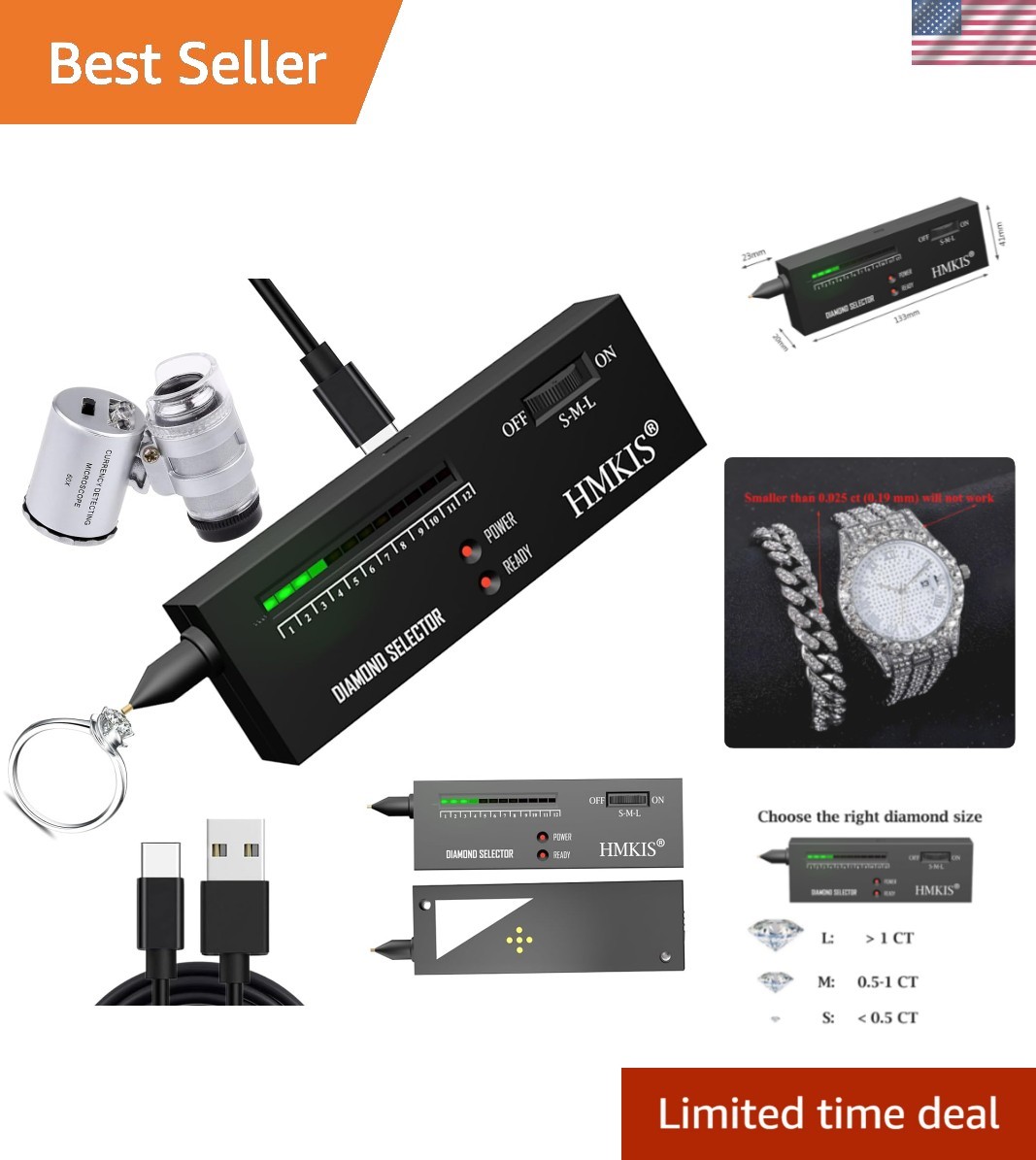 Diamond Tester Pen, Professional Jewelry Diamond Tester with 60X Jewelry Loup…