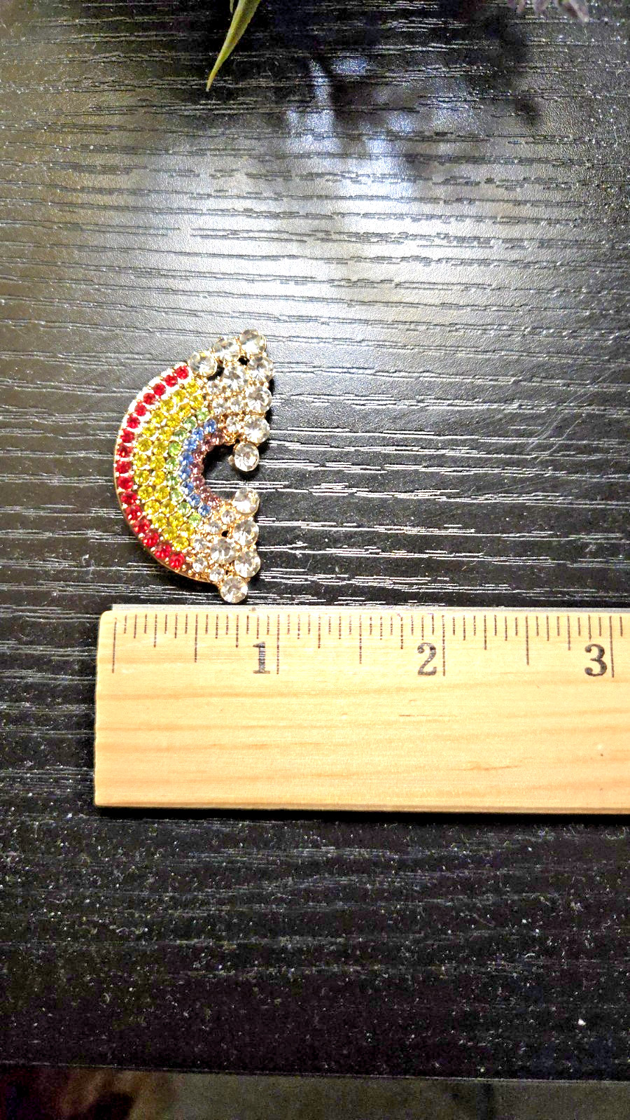 Rainbow Brooch Full Rainbow With Clouds Crystal Rhinestone Rainbow Pin