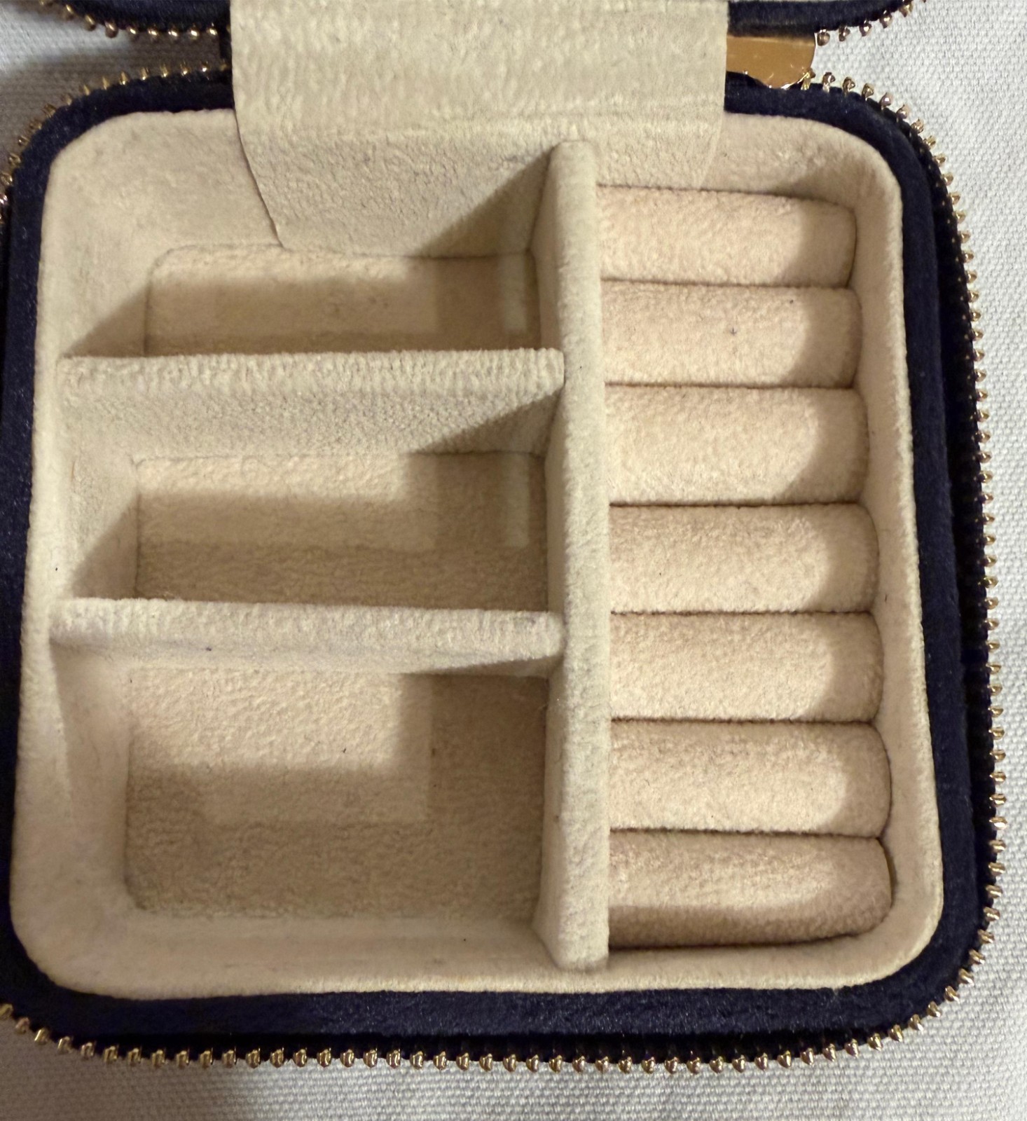 Benevolence LA Travel Jewelry Organizer Velvet Zip Case Ring Storage Blue