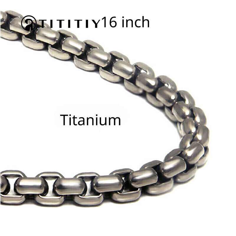 Pure Titanium Box Chain Necklace 3mm Men Unisex NO Allergic Skin Care Health 16″