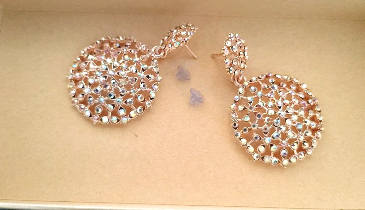 Shimmery CZ Stones Gold Earrings For Women,Teens-Ideal For Wedding, Engagement.